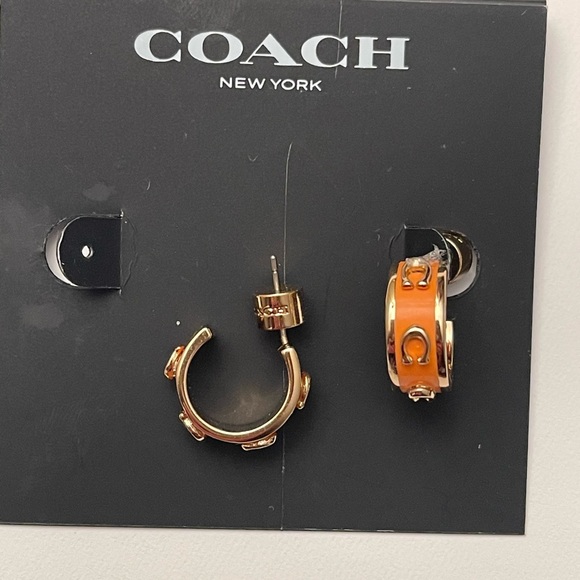 NWT Coach Orange Signature Earrings - Picture 4 of 9